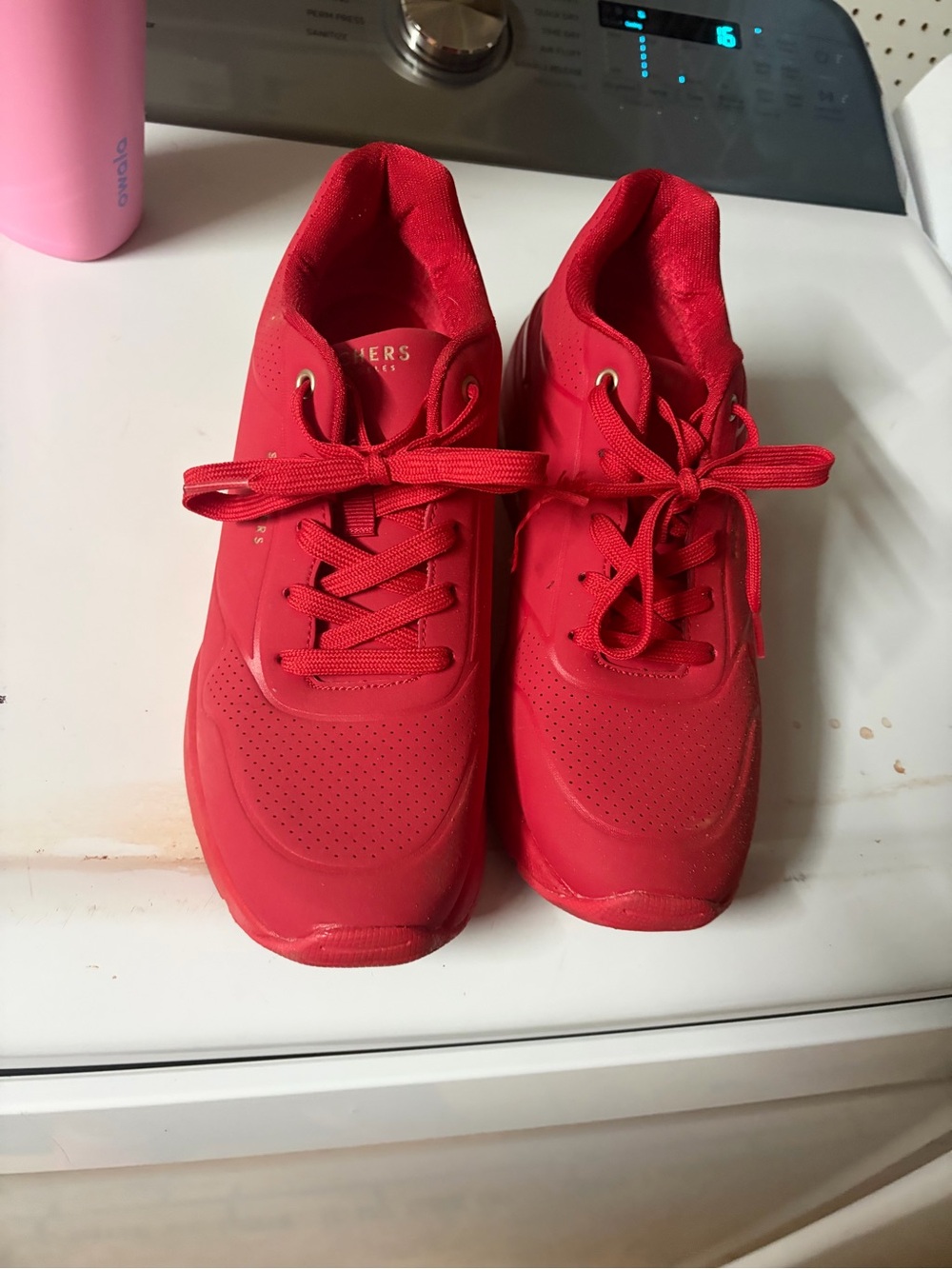 Skechers Red Lace-Up Casual Sneakers